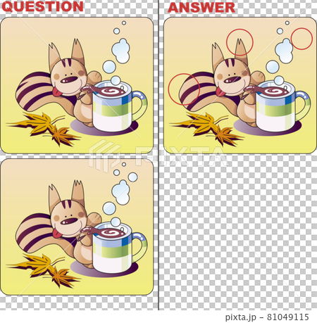 Spot the difference quiz, squirrel tea time 81049115