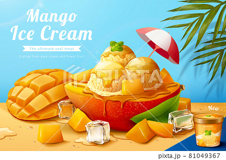3d Mango Ice Cream Adのイラスト素材