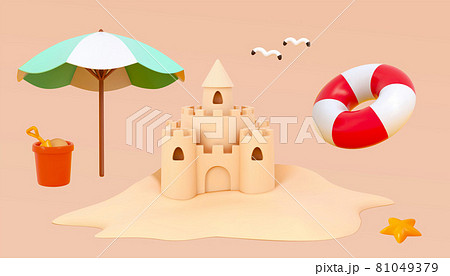 3d summer beach objects 81049379