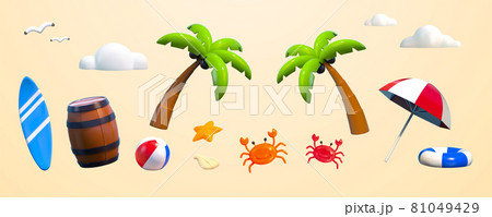 3d summer beach objects 3d summer beach objects 81049429