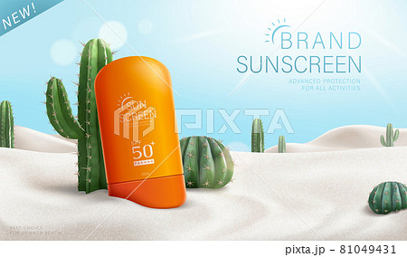 3d hot summer sunscreen cream ad 81049431