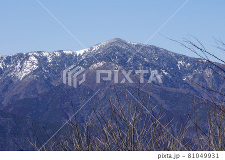 静岡県　南アルプス深南部　朝日岳登山道展望所からみる不動岳 81049931
