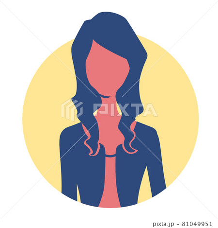 シルエット 女性 シンプル 丸アイコンのイラスト素材