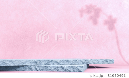 Studio with orchid flower shadow on pink wall. The 81050491