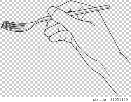Hand with a fork 81051129