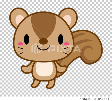 立ちポーズ 動物 イラスト ライン リス02のイラスト素材