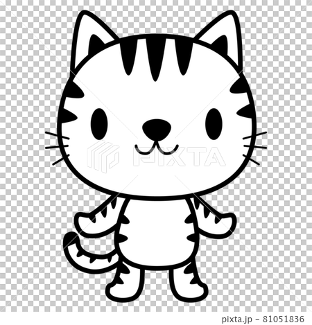 站立姿勢動物插畫【黑線】貓03 81051836