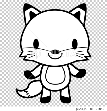 站立姿勢動物插畫【黑線】狐狸03 站立姿勢動物插畫【黑線】狐狸03 81051842