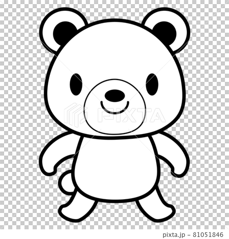 站立姿勢動物插畫【黑線】熊03 81051846