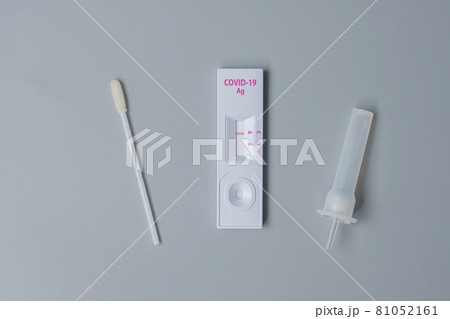 Rapid Antigen Test kit with Negative result during swab COVID-19 testing. Coronavirus Self nasal or Home test, Lockdown and Home Isolation concept 81052161