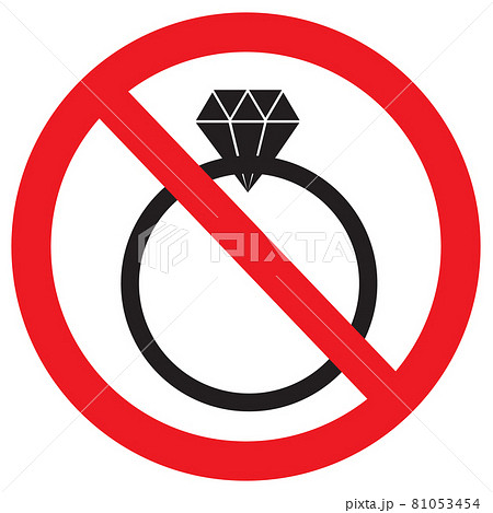 no jewelry on white background. no jewelry symbol. flat style. no jewelry on white background. no jewelry symbol. flat style. 81053454