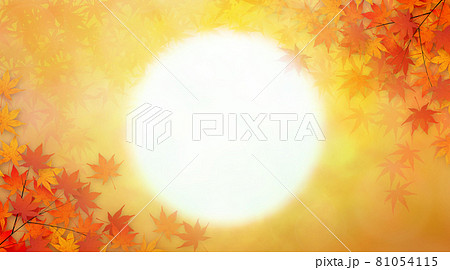 紅葉と夕日 背景素材のイラスト素材