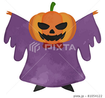 ハロウィン つり目のかわいいジャックオーランタンのイラストのイラスト素材