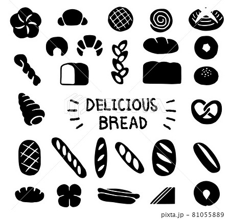 色々な種類のパン　シルエット　ベーカリー装飾イラストセット 81055889