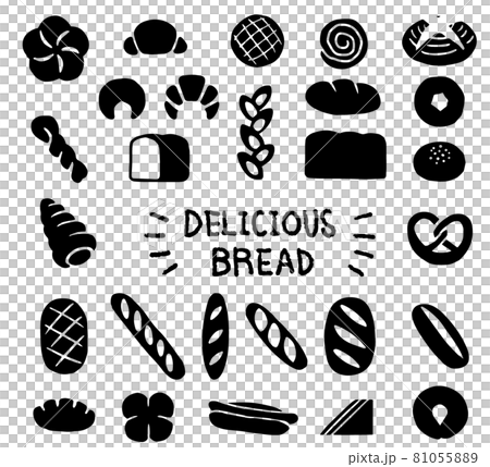 各種類型的麵包剪影麵包店裝飾插圖集 各種類型的麵包剪影麵包店裝飾插圖集 81055889