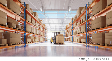 Forklift preparing products for shipment 81057831