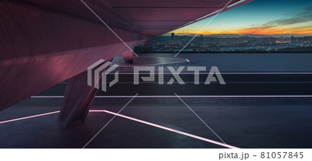 Empty asphalt road under the bridge Empty asphalt road under the bridge 81057845