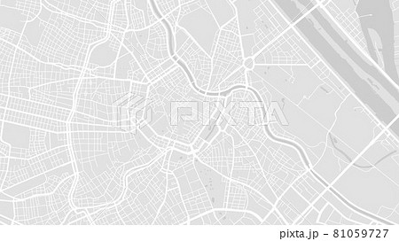 White and light grey Vienna City area vector background map, streets and water cartography illustration. 81059727