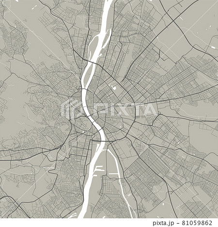 Vector map of Budapest, Hungary. Urban city in Hungary. Street map art poster illustration. Vector map of Budapest, Hungary. Urban city in Hungary. Street map art poster illustration. 81059862
