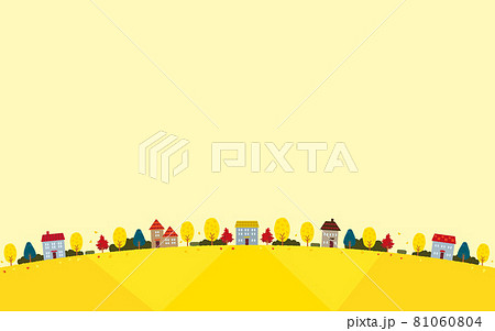素材-かわいい家（秋の風景）1ベク 81060804