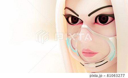 Beautiful woman wearing modern mask. Beautiful woman wearing modern mask. 81063277