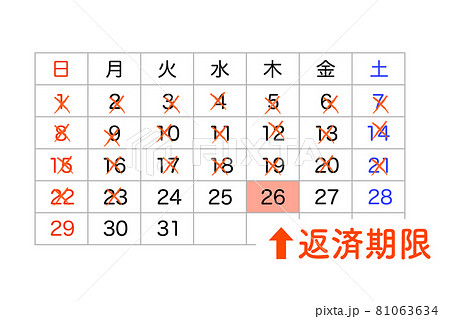返済期限とカレンダー 81063634