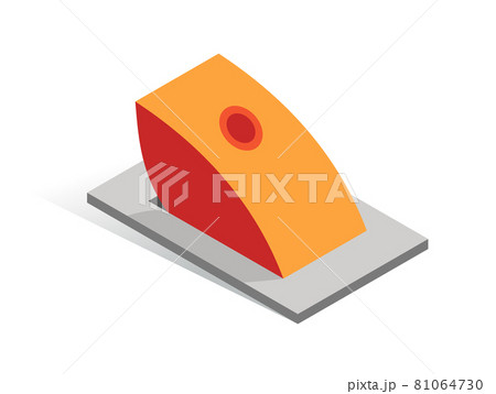 Isometric vector button. Isolated icon. Switcher in gray and orange color Isometric vector button. Isolated icon. Switcher in gray and orange color 81064730