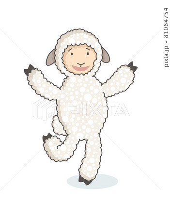 Funny cute white sheep in hand drawn style. Childish creative print for decoration or card. Vector graphic design element for kids poster Funny cute white sheep in hand drawn style. Childish creative print for decoration or card. Vector graphic design element for kids poster 81064754