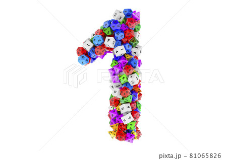 Number 1, from colored roleplaying dice. 3D rendering Number 1, from colored roleplaying dice. 3D rendering 81065826