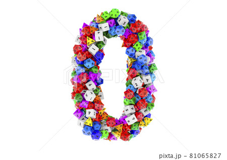Number 0, from colored roleplaying dice. 3D rendering Number 0, from colored roleplaying dice. 3D rendering 81065827