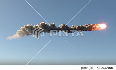 Meteor flies on the blue sky 81066906