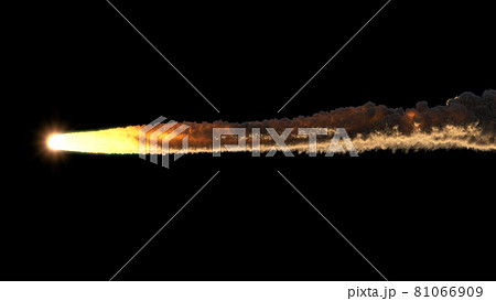 Meteor flies on the black background 81066909