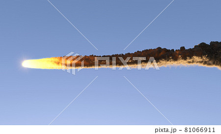 Meteor flies on the blue sky 81066911