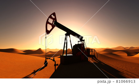 Oil pump in desert on sunset Oil pump in desert on sunset 81066913
