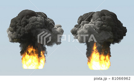 Explosions on blue, mushroom cloud 81066962