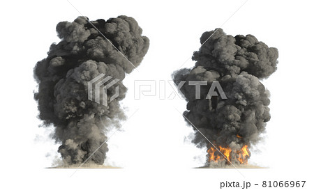 fire and smoke on white background 81066967