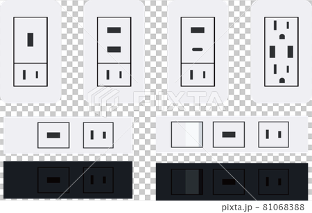 USBコンセントのイラスト素材セット ベクター USBコンセントのイラスト素材セット ベクター 81068388
