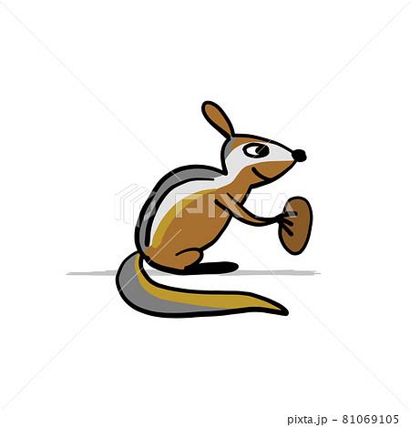 Funny Chimpank with nut. Ground Squirrel. Sketch for your design Funny Chimpank with nut. Ground Squirrel. Sketch for your design 81069105