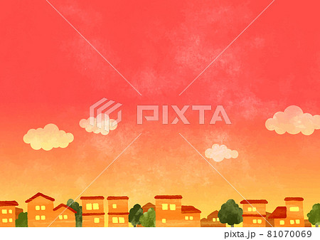 住宅街と夕焼け 住宅街と夕焼け 81070069