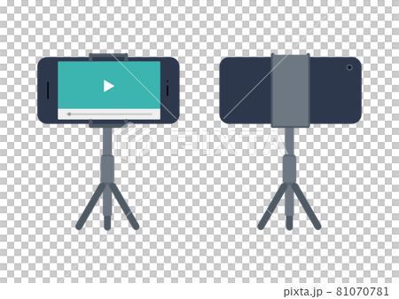 Illustration material of smartphone mini tripod, selfie stick, selka stick 81070781