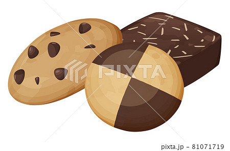 クッキーのイラスト チョコチップ ココア アーモンドのイラスト素材