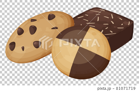 クッキーのイラスト チョコチップ ココア アーモンドのイラスト素材