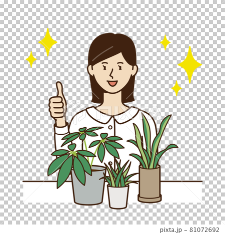 喜歡眼前的觀葉植物的女人 81072692