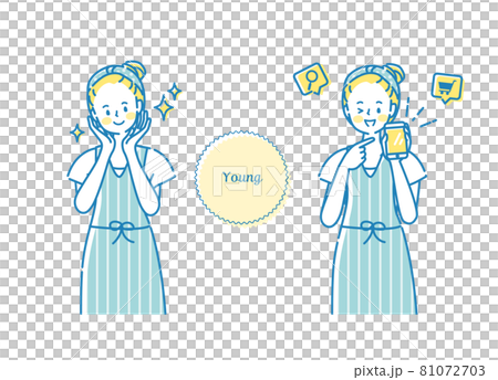 在智能手機上購買護膚套裝的年輕女性 81072703