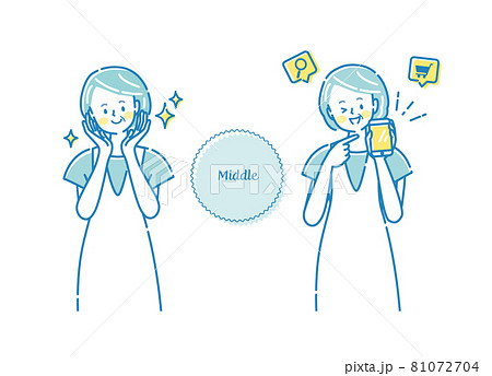 スマホでスキンケアセットを購入するミドル女性 81072704