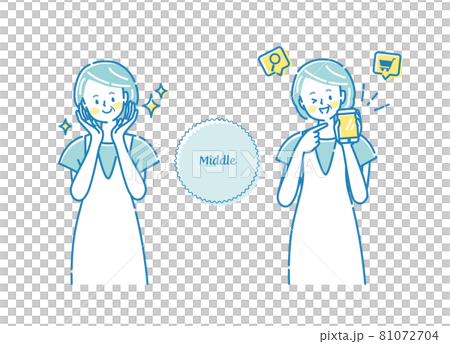 スマホでスキンケアセットを購入するミドル女性 81072704