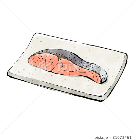 手書きラフスケッチ_焼き鮭のイラスト