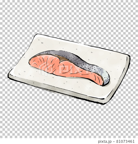 手書きラフスケッチ_焼き鮭 81073461