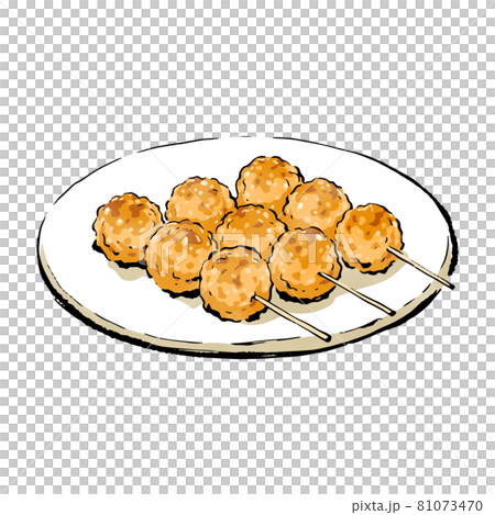 手書きラフスケッチ_焼き鳥（つくね） 81073470