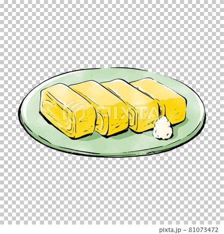手書きラフスケッチ_だし巻き卵 81073472